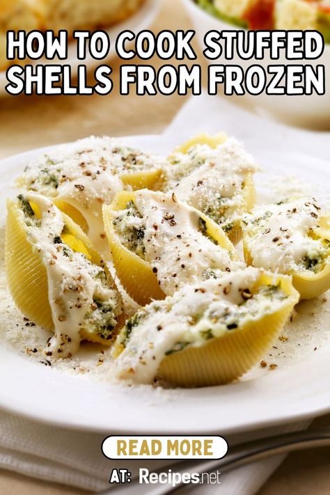 Cooked Stuffed Shells on the Plate How to Cook From Frozen Frozen Stuffed Shells, Traditional Italian Pasta Recipes, Traditional Italian Pasta, Go To Recipes, Chicken Stuffed Shells, Frozen Pasta, One Pot Pasta Recipes, Chicken Stuffed, Italian Pasta Recipes