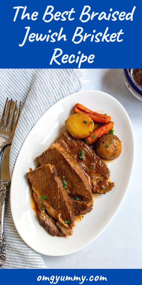 Jewish Brisket Recipe with a Sweet and Sour Braising Sauce Rosh Hashana Brisket Recipes, Sweet And Sour Brisket, Jewish Food Recipes, Jewish Brisket Recipes, Brisket Recipes Crockpot, Jewish Brisket, Best Brisket Recipe, Jewish Dishes, Italian Beef Recipes