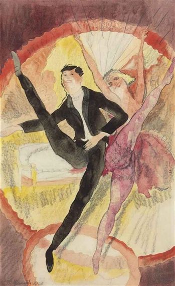 View In Vaudeville: Two Dancers (1920) By Charles Demuth; watercolor and pencil on paper; 13 x 8 in. (33 x 20.3 cm.); Signed; . Access more artwork lots and estimated & realized auction prices on MutualArt. Two Dancers, Charles Demuth, American Painting, Pencil On Paper, Find Art, Beautiful Art, Visual Art, Art Projects, Giclee Print