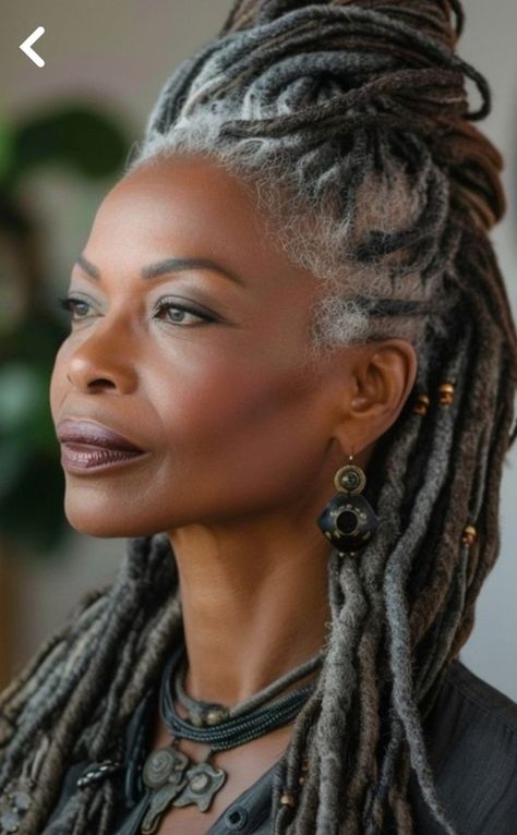 Gray Locs, Grey Locs, Beautiful Gray Hair, Beautiful Locs, Dreads Styles, Cool Braid Hairstyles, Braided Hairstyles For Black Women, Locs Hairstyles, Aging Beautifully