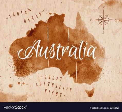 Postojnska Jama, Map Australia, Maps Aesthetic, Map Of Australia, Map Wall Mural, Retro Map, Retro Artwork, Australia Map, Retro Vector