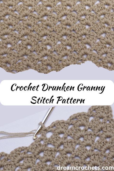 How to crochet drunken granny stitch in easy steps. 1 Row Repeat! - Dreamcrochets Drunken Granny Stitch, Easy Accessories, Crochet Tulip, Granny Stitch, Crochet Blanket Pattern Easy, Tulip Flower, Yarn Tail, Double Crochet Stitch, Crochet Stitches Patterns