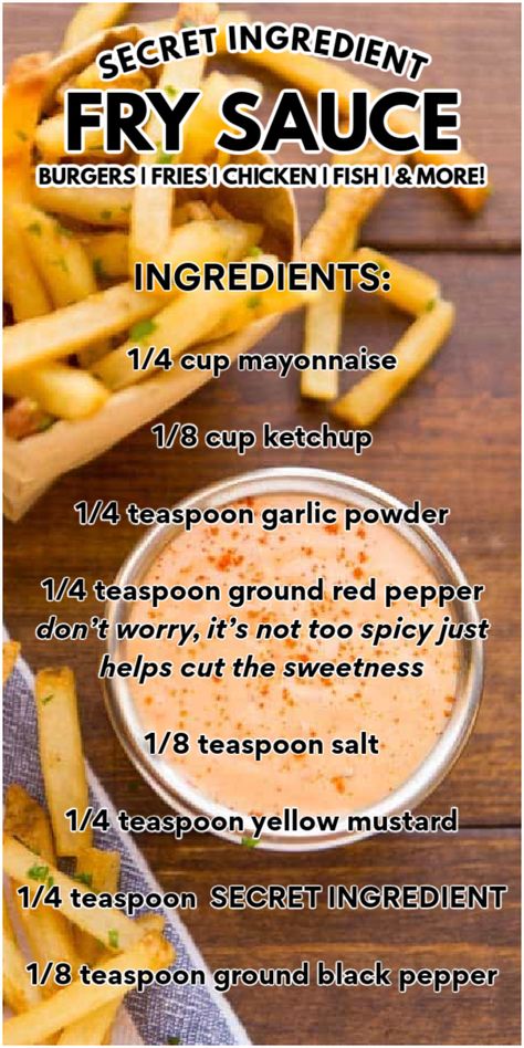 This Secret Ingredient Fry Sauce recipe uses only a few ingredients to spice it up so it tastes amazing! Don't settle for plain old ketchup and mayo when you can enjoy this dip on your fries and burgers! Sauce For Loaded Fries, Savoury Sauce Recipes, French Fries Dipping Sauce Recipes, Dipping Sauce Recipes For Fries, Homemade Fry Sauce, French Fry Dipping Sauce Recipes, French Fries Sauce Dips, Diy Sauces Recipes, Homemade Sauces Recipes