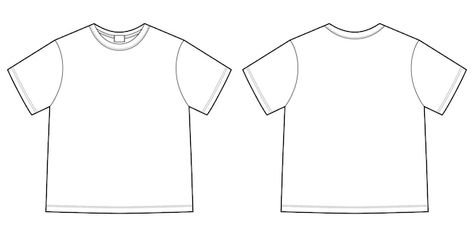 Tee Shirt Mockup Templates, Tshirt Outline Drawing, Tshirt Template Blank Front And Back, Blank Shirt Mockup, Blank Shirt Template, Clothing Outline Template, Tee Ideas Design, Vector Mockup Clothes, Front And Back Shirt Design