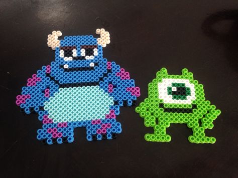 Mike and Sully from Monsters Inc perler beads Sully From Monsters Inc, Mike And Sully, Pokemon Perler Beads, Easy Perler Beads Ideas, 3d Perler Bead, Hama Beads Design, Perler Bead Templates, Diy Perler Bead Crafts, Perler Crafts