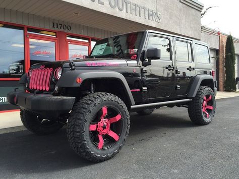 Awesome Jeep 2017: Image result for Pink Jeep Wrangler... Trucks & Jeeps Check more at http://carboard.pro/Cars-Gallery/2017/jeep-2017-image-result-for-pink-jeep-wrangler-trucks-jeeps/ Jeep With Pink Accents, Jeep Decor, Jeep Inspiration, Pink Jeep Wrangler, Black Jeep Wrangler, White Jeep, Custom Jeep Wrangler, Pink Jeep, Car Things