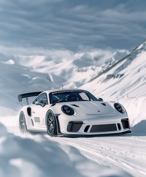 White Sports Car Aesthetic, Porche Gtr 3 Rs Wallpaper, Porche Gtr 3 Rs, Porsche Gtr3 Rs, White Car Wallpaper, White Porsche, Supercar Design, Cloudy Blue Sky, Best Jdm Cars