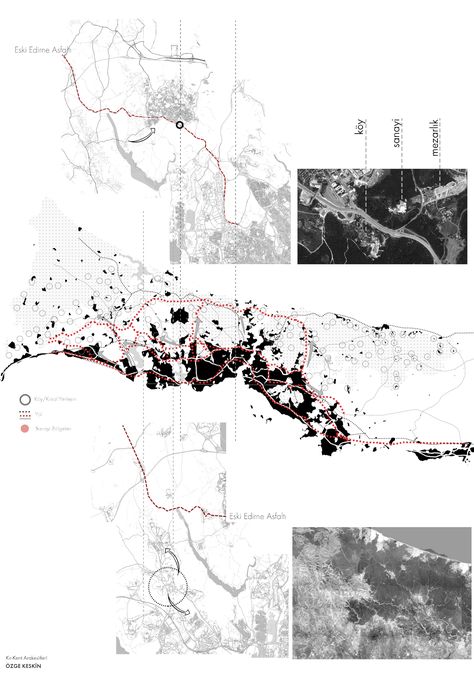 "Cartographic Excursions: Storytelling in Urban Space", the map I created in the workshop visualises the rural-urban blur and the complexity of urban peripheries, addressing key areas such as urban fringing, peripheral development, factors influencing urban development, production spaces, access and green tissue analysis. This map, which also analyses the villages and rural areas in Istanbul, contributes to the spatial analysis of these transition zones between urban and rural areas and provides Architecture Transportation Analysis, Morphological Analysis Architecture, Cultural Analysis Architecture, Urban Analysis Map, Landscape Architecture Mapping, Urban Design Mapping, Urban Project Architecture, Urban Mapping Architecture, Urban Site Plan