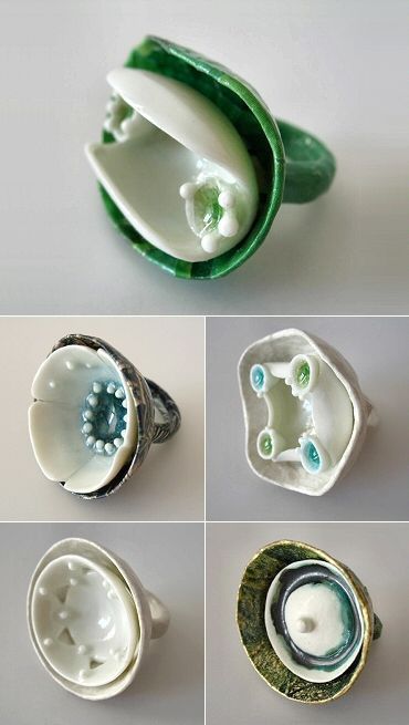 Fimo Ring, Ceramic Jewellery, Porcelain Jewelry, Ceramic Rings, Porcelain Art, Glass Rings, Ceramic Jewelry, Contemporary Jewellery, Bijoux Diy