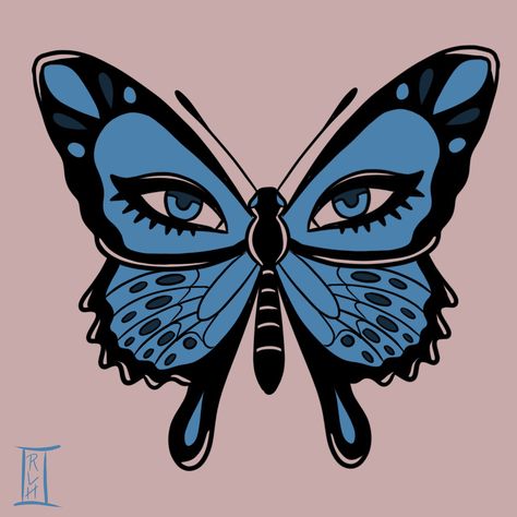 Stickers Aesthetic Butterfly, Trippy Butterfly, Big Stickers, Aesthetic Butterfly, Turkish Eye, Stickers Aesthetic, Mini Drawings, Butterfly Wallpaper, Comic Styles