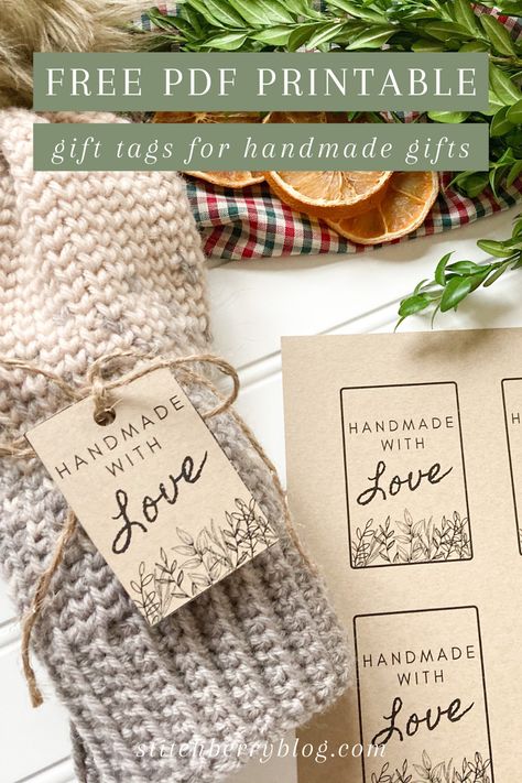 Homemade Tags Printable, Tags For Homemade Items, Made With Love Printable Tags, How To Make Tags For Crafts, Knitting Labels Printables Free, Handmade Labels Printable Free, Made With Love Tags Printable Free, Gift Labels Printables Free, Cricut Tags Templates Free Printable