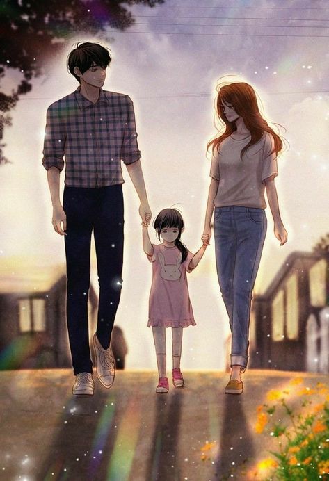 ♥♬ Parenting Illustration, Image Couple, Cover Wattpad, Romantic Anime Couples, Cute Couple Drawings, Cute Love Cartoons, Anime Family, Love Illustration, Cute Couple Art