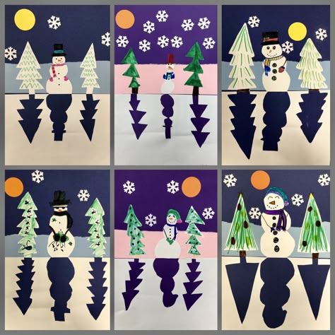 Notan Art Ideas Easy, Third Grade Christmas Crafts, January Art Projects For Kids, January Art, Winter Art Lesson, Christmas Art Projects, Winter Art Projects, Christmas Arts And Crafts, Winter Crafts For Kids