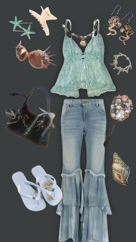 Summer Hippie Outfits, Mermaid Core, Mermaid Outfit, Mermaid Inspired, Future Outfit, Other Outfits, Cool Hoodies, Hippie Outfits, Mermaid Fashion