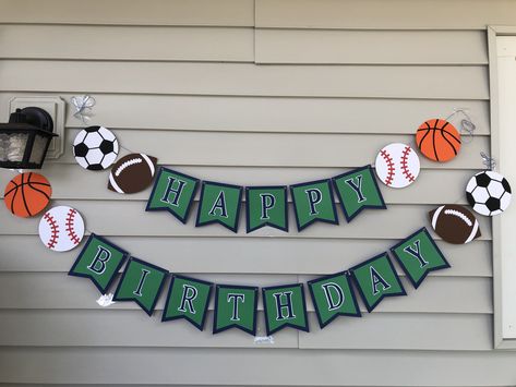 Diy Sports Birthday Decor, Sports Birthday Banner, Sports Banner Ideas, Sports Birthday Party Decorations, Sports Day Banner, Soccer Birthday Banner, Rugby Cake, Kids Sports Party, Sports Banners