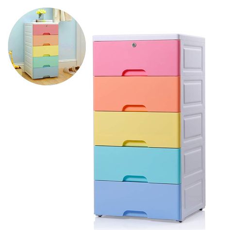 Colorful 5 Drawer Storage Cart with Lock Plastic Cabinet Drawers, Plastic Drawer, Plastic Cabinet, Toys Cabinet, Plastic Wardrobe, Baby Cupboard, Baby Rack, Plastic Cupboard, Toy Cabinet