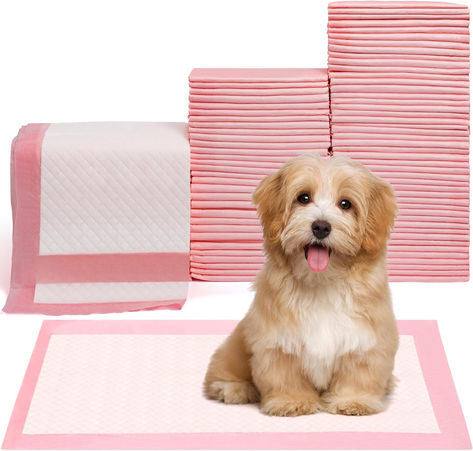 Pet Toilet Training Pads 100Count Disposable Puppy Pee Pads 18" x 13" for Dogs, Ultra Absorbent|Quick Dry|Leak-Proof Pet Potty Pads for Dog, Cat, Rabbits and Guinea Pigs (Pink) Pad Training A Puppy, Diy Puppy Pee Pads, Pink Puppy Supplies, Pee Pads For Dogs, Washable Puppy Pads, Puppy Dachshund, Dog Pee Pads, Puppy Pads Training, Potty Pads