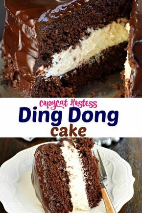 This Copycat Hostess Ding Dong Cake recipe is a rich, decadent chocolate cake, with a creamy filling and chocolate ganache spread over the top! Ding Dong Cake Recipe, Little Debbie Snack Cakes, Ding Dong Cake, Cheesecake Cake Recipes, Shugary Sweets, Homemade Crackers, Brownie Desserts, Decadent Chocolate Cake, Recipes Cake