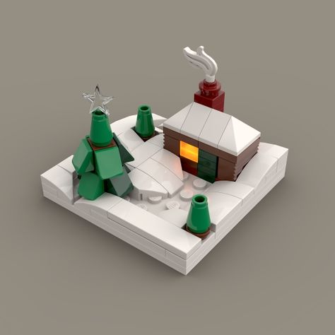 Micro Cabin from BrickLink Studio [BrickLink] Lego Christmas Village, Cabin In The Snow, Micro Cabin, Easy Lego Creations, Lego Village, Lego Winter, Lego Club, Micro Lego, Lego Christmas