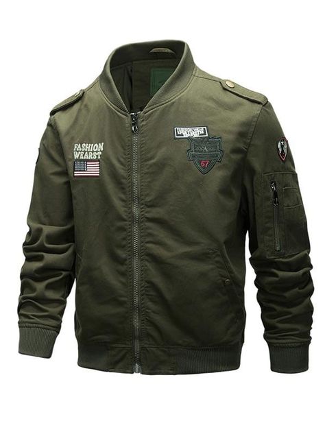 [48% OFF] Embroidered Chapter Stand Collar Zipper Jacket | RosegallMens Clothing Ideas – Stylish Mens Clothes That Any Guy Would Love#dress#cloths#clothingidea#fashion#style#makeup#trending#menswear#fashion#clothes Us Army Jacket, Jacket Man, Mens Military Jacket, Gothic Men, Tactical Jacket, Military Coat, Army Jacket, Military Outfit, Flight Jacket