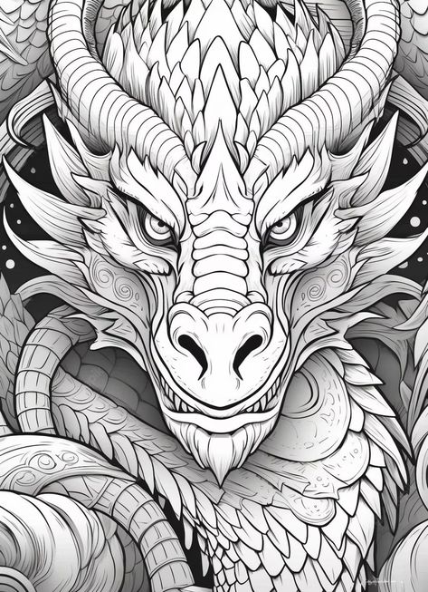 Drawing Of A Dragon, Cool Dragon Drawings, Dragon Head Drawing, Dragons Cartoon, Chinese Folklore, Dragon Tattoo Art, Dragon Artwork Fantasy, Dragon Coloring Page, Dragon Sketch