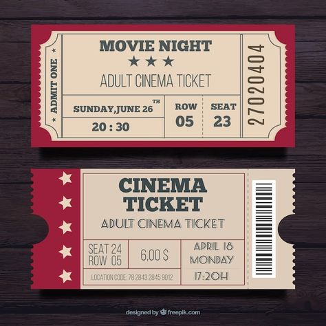 Movie Ticket Template, Ticket Cinema, Kino Box, Deco Cinema, Cinema Party, Vintage Ticket, Cinema Ticket, Ticket Design, Ticket Template