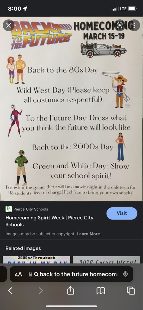 Back To The Future Homecoming Theme, Hoco Themes, Hoco 2023, Homecoming Spirit Week, Homecoming Themes, Homecoming Spirit, Future Days, School Images, Back To The 80's