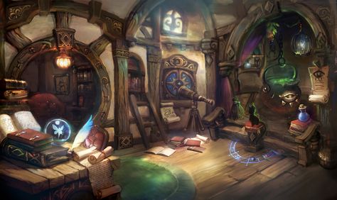 * wizard house, greeimm Bae on ArtStation at https://www.artstation.com/artwork/1xyY2 Pirate Tavern, Wizard House, Interior Concept Art, Fantasy Rooms, Fantasy House, Fantasy Setting, Fantasy Places, Interior Concept, Fantasy Concept Art