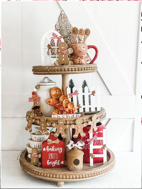 Christmas Entryway Table Decor - With new great products releasing everyday, visit to find what you have been looking for. DO IT IMMEDIATELY! Gingerbread Tiered Tray Decor, Gingerbread Tiered Tray, Mini Tiered Tray, Tiered Tray Decor Christmas, Christmas Entryway, Tray Decor Christmas, Gingerbread Crafts, Gingerbread Christmas Decor, Christmas Tray