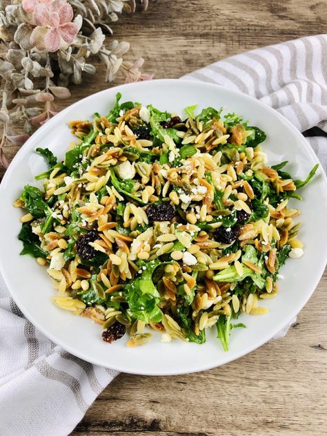 Arugula Orzo Salad, Arugala Salad Recipes, Arugula Orzo Salad Recipes, Lunch Orzo Salad, Orzo Arugula Salad, Orzo Arugula, Orzo Arugula Feta Salad, Orzo Salad With Asparagus, Lemon Basil Vinaigrette