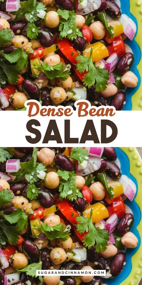 Dense Bean Salad | Sugar&Cinnamon Salad Bar Salad Recipes, Mexican Dense Bean Salad, Taco Bean Salad, Salad Bar Salads, Cold Weather Salads, Healthy Bean Salad Clean Eating, Bean And Kale Salad, Veggie Bean Salad, Salads With Beans Healthy