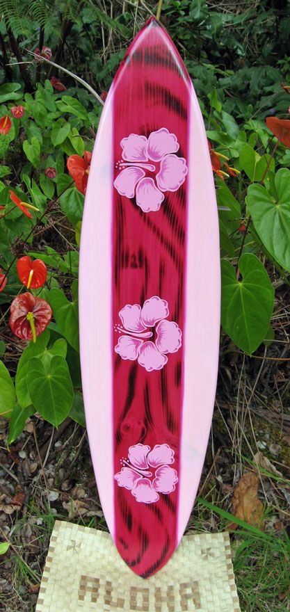 HI Surf Studio - Menehune Surfboards Flower Skateboard Design, Flower Surfboard, Pink Surfboard Aesthetic, Pink Surfboard, Surf Boards Designs, Coconut Dream, Barbie Summer, Surf Vibes, Tropical Christmas