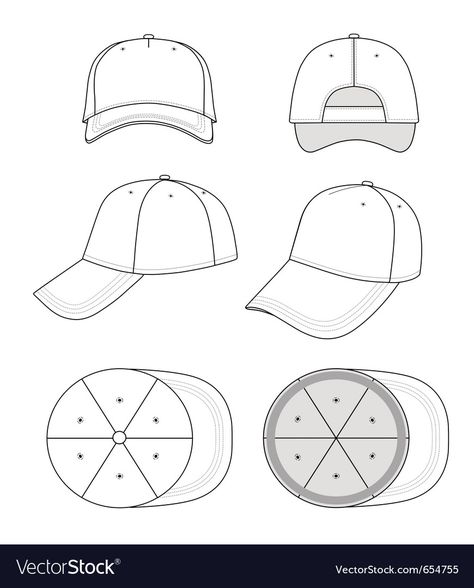 Drawing A Hat On A Head, Cap Template, Fashion Development, Hat Illustration, Hat Template, Flat Drawings, Teddy Bear Clothes, Fashion Drawing Tutorial, Design Restaurant