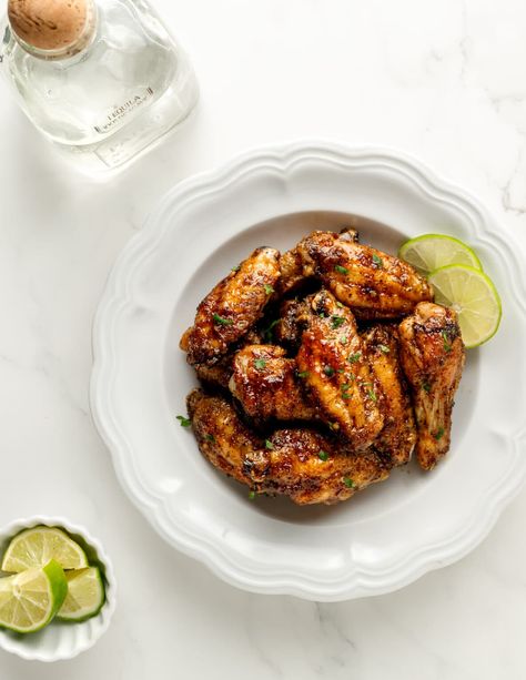 Tequila Lime Chicken Wings Tequila Lime Chicken Wings, Lime Chicken Wings, Tequila Lime Chicken, Lime Glaze, Lemon Pepper Chicken Wings, Ancho Chili Powder, Ancho Chili, Wing Sauce, Lime Chicken