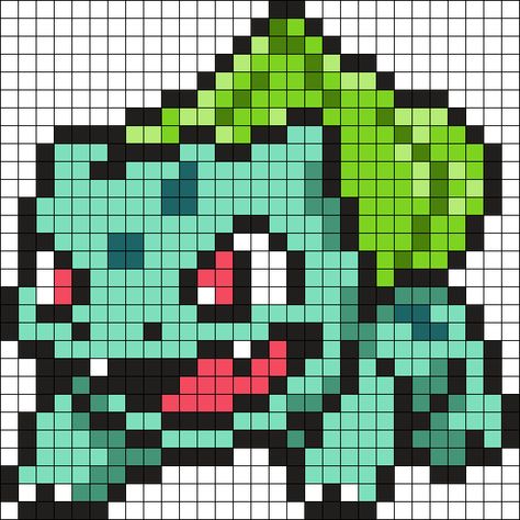 Pixel Bulbasaur, Bulbasaur Cross Stitch, Pokémon Crochet, Kandi Cuffs, Pixels Art, Pokemon Bulbasaur, Pokemon Perler Beads, Pixel Beads, Perler Ideas