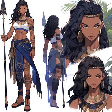 Amazonian Hairstyles, Amazonian Women Art, Amazoness Warrior, Aztec Female Warrior, Aztec Outfit, Colored Characters, Warrior Outfit, Character Model Sheet, Female Character Concept