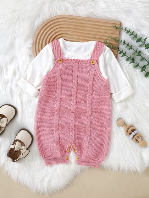 Baby Romper Sewing Pattern, Crochet Knit Stitches, Knit Romper, Twin Outfits, Girls Sweater, Rose Bonbon, Knitted Romper