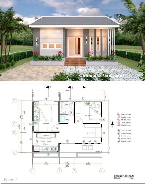 Small 2 Bedroom House 8x6 Meter 26x20 Feet PDF Full Layout Floor Plan 1800 Square Foot House Plans, Small Victorian House Plans, 30x30 House Plans, Small 2 Bedroom House, 2200 Sq Ft House Plans, House Floor Plans Farmhouse, 2bhk House Plan, Duplex Plans, Free House Plans