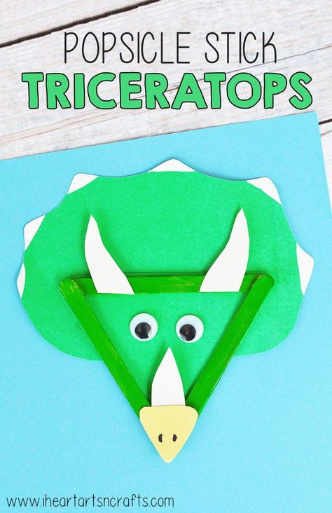 We're so excited for the premiere of DinoDana on Amazon Video today, so we are sharing some dinosaur themed crafts this week! Head on over to the blog to check out our Popsicle Stick Triceratops craft Triceratops Craft, Preschool Popsicle, Easy Art Projects For Kids, Dinosaur Crafts Preschool, Dino Craft, Dinosaur Triceratops, Dinosaurs Preschool, Crafts For Teens To Make, Art Projects For Kids