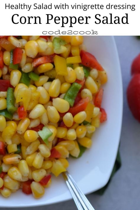 Sweet Pepper Salad Recipe, Cold Corn Salad, Boiled Sweet Corn, Sweetcorn Salad, Sweet Pepper Recipes, Bell Pepper Salad, Meatball Appetizer Recipe, Pepper Salad, Salads Recipes