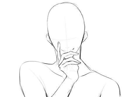 Holding Waist Drawing, Neck Biting Reference, Bust Up Pose Reference Male, Upper Body Pose Reference, Half Body Poses Drawing, Half Body Sketch, Half Body Reference, Drawing Base Male, Laughing Pose