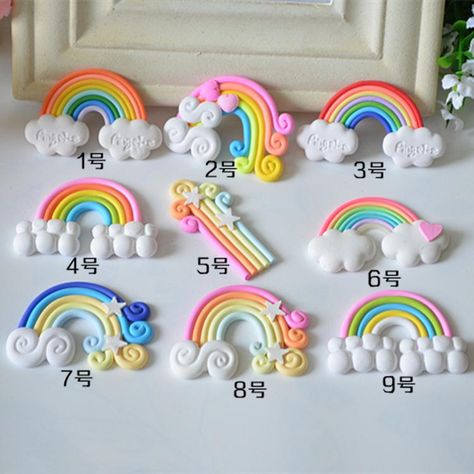 Super Clay, Cercei Din Lut Polimeric, Polymer Clay Rainbow, Fimo Kawaii, Polymer Clay Kunst, Rainbow Kawaii, Clay Rainbow, Decoden Diy, Clay Crafts For Kids