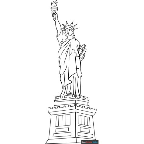 Statue of Liberty Coloring Page - Free & Printable Coloring Sheet Building Coloring Pages, 4th Of July Coloring Pages, July Coloring Pages, Diy Drawings, Popular Cartoon Characters, Free Printable Coloring Sheets, Easy Drawing Guides, Coloring Worksheet, Drawing Guides