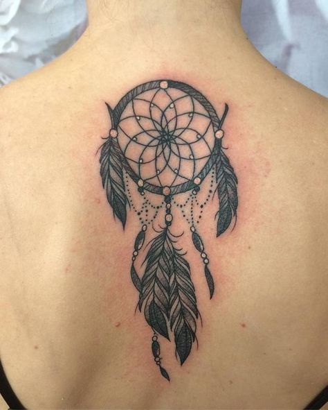 Dreamcatcher Tattoo Back, Atrapasueños Tattoo, Dragon Tattoo Back, Girl Thigh Tattoos, Girl Neck Tattoos, Dream Catcher Tattoo Design, Good Dreams, Girls Tattoo, Dream Catcher Tattoo