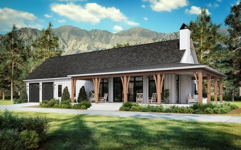 Barndominium House Plan - 3 Bedrooms, 2 Bath, 1878 Sq Ft Plan 50-542 3 Bedroom Barndominium Ideas, 2000 Sq Ft Barndominium Floor Plans, 500 Sq Ft House, 1000 Sq Ft House, 1500 Sq Ft House, 6 Bedroom House Plans, Southern Colonial, Open Concept Great Room, Building Information Modeling