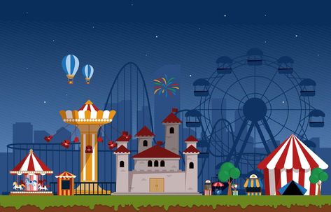 Night Amusement Park Fun Fair Carnival Flat Vector Illustration Night Amusement Park, Fair Illustration, Fair Carnival, Flat Vector Illustration, Fun Fair, Flat Vector, Amusement Park, Vector Photo, Image Collection