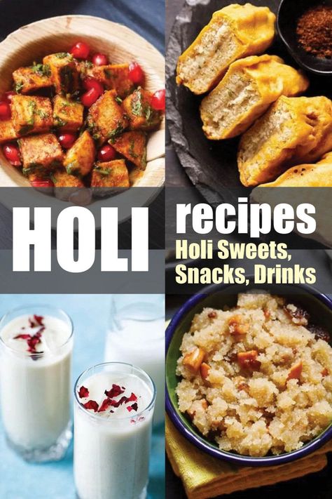 Holi Snacks, Holi Food, Recipes For Sweets, Holi Sweets, Holi 2023, Holi Recipes, Lassi Recipes, Puri Recipes, Bhaji Recipe