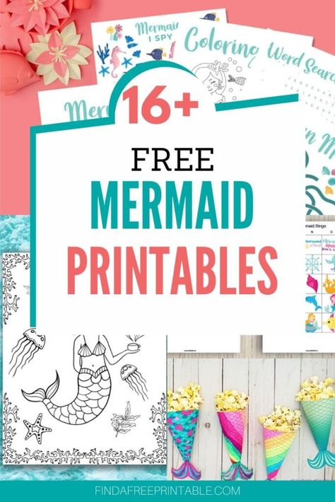 Little Mermaid Crafts, Mermaid Party Printables, Mermaid Printables, Summer School Crafts, Sleepover Invitations, Birthday Party Invitations Free, Mermaid Birthday Party Decorations, Mermaid Theme Birthday Party, Ariel Birthday