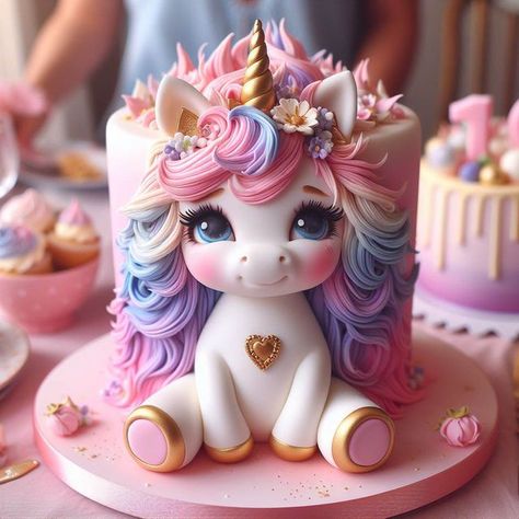 Diy Unicorn Birthday Cake, Unicorn Cake Ideas, Unicorn Birthday Party Food, Glitter Birthday Cake, Cartoon Birthday Cake, 70th Birthday Cake, Baby First Birthday Cake, Unicorn Birthday Cake, Unicorn Magic