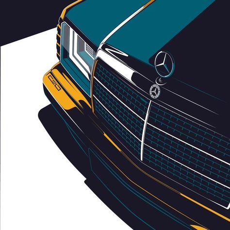 Mercedes Benz Artwork, Mercedes Art Wallpaper, Mercedes Benz Illustration, Mercedes 190e Wallpaper, Mercedes Art, Cars Artwork, Mercedes 190e, Mercedes 190 E, 7 Seater Suv